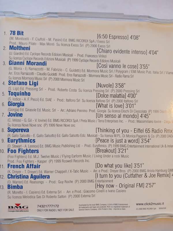 PC Disc, Only for Radio, Agosto 2000, CD, Italy