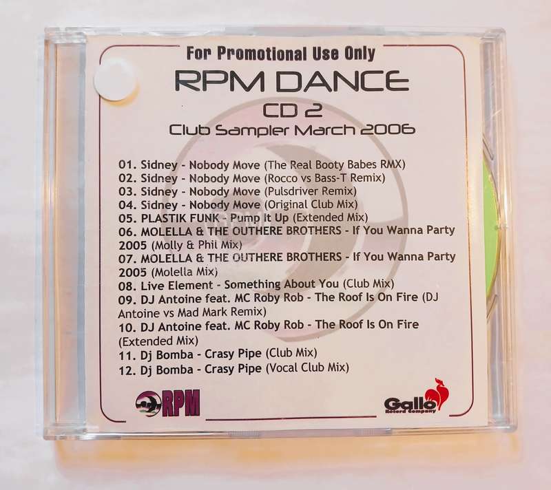 RPM Dance CD 2 Club Sampler March 2006 CD, Promo