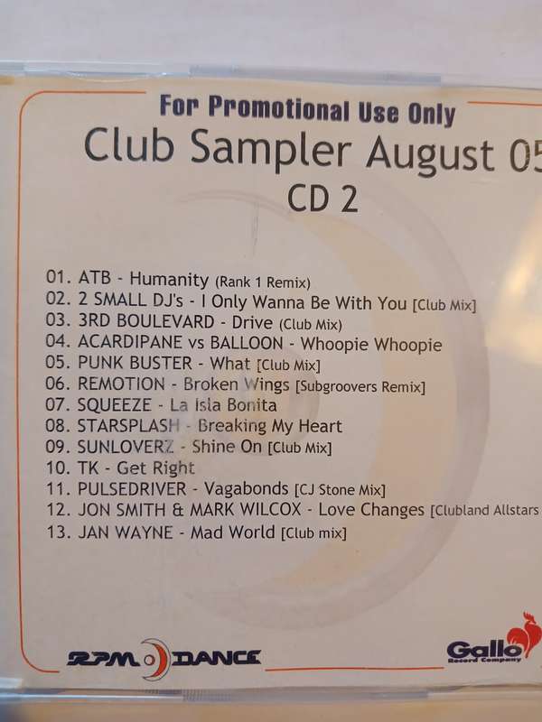 Club Sampler August 2005, CD 2, Promo