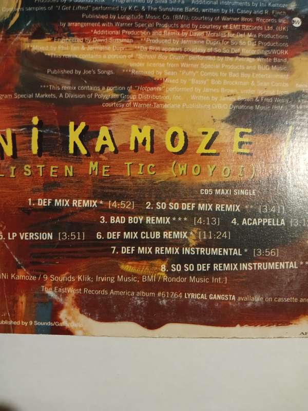 Ini Kamoze, Listen Me Tic (Woyoi) CD single