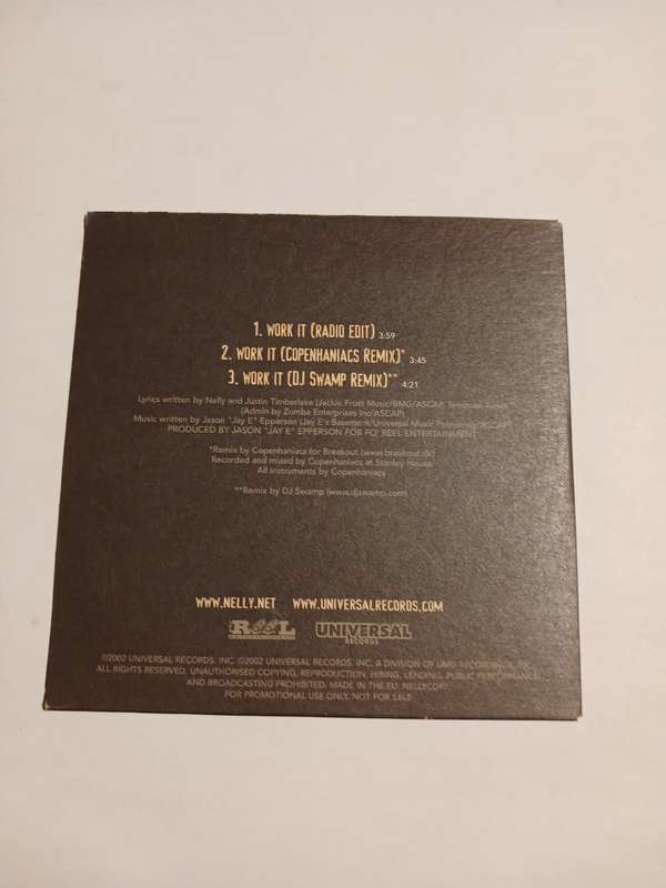 Nelly featuring Justin Timberlake, Work It CD single, EU
