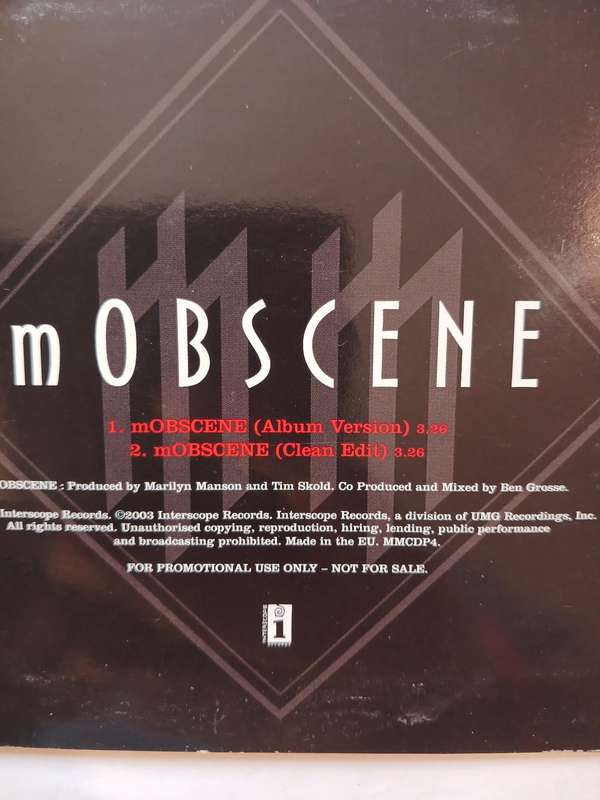 Marilyn Manson, Mobscene CD single, Promo, UK
