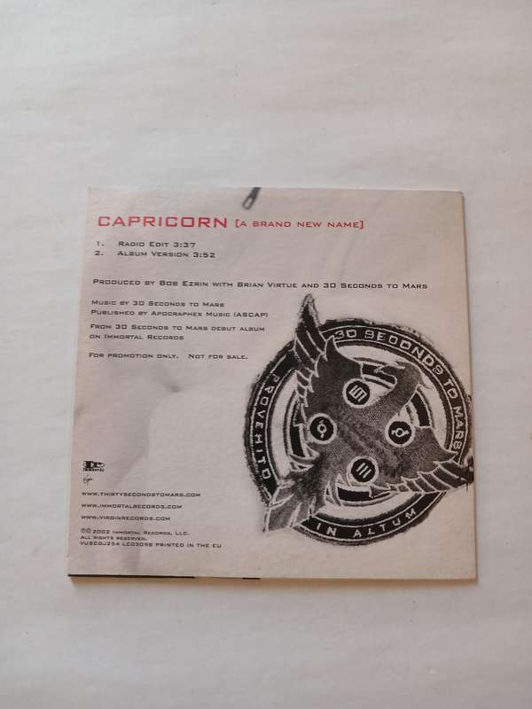 30 Seconds to Mars, Capricorn (A Brand New Name) CD single, Promo, EU