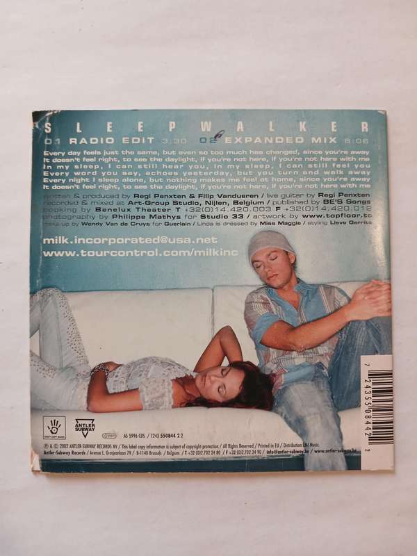 Milk Inc, Sleepwalker CD single, Belgium