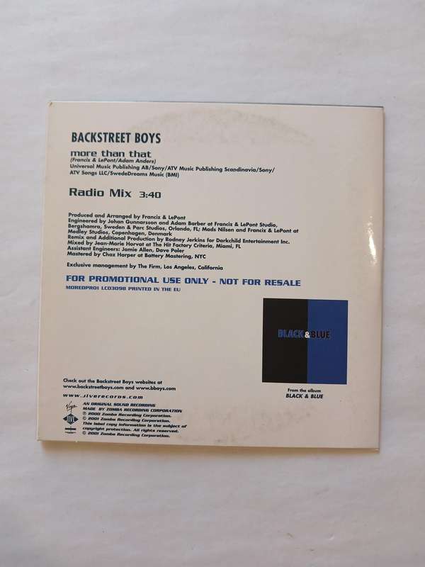 Backstreet Boys, More Than That (Radio Mix) CD single, Promo, EU