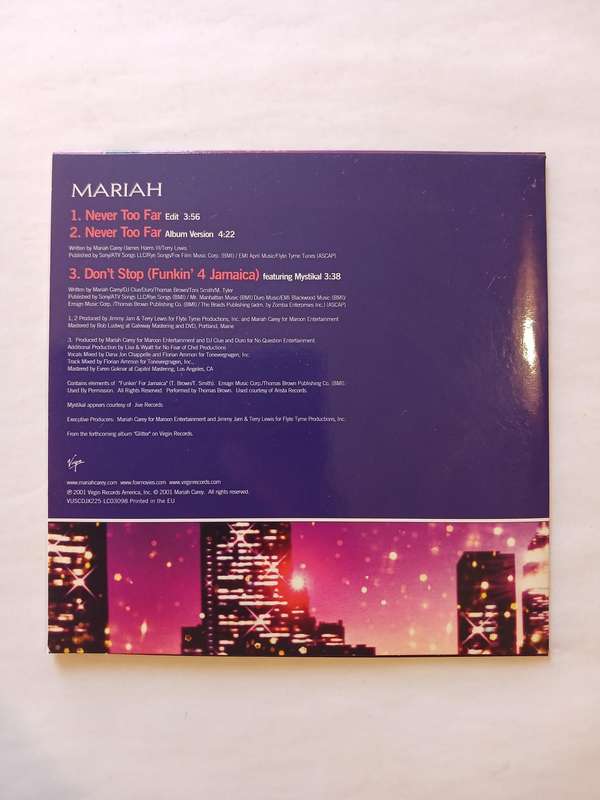 Mariah Carey, Never Too Far/Don't Stop CD single, Promo, UK