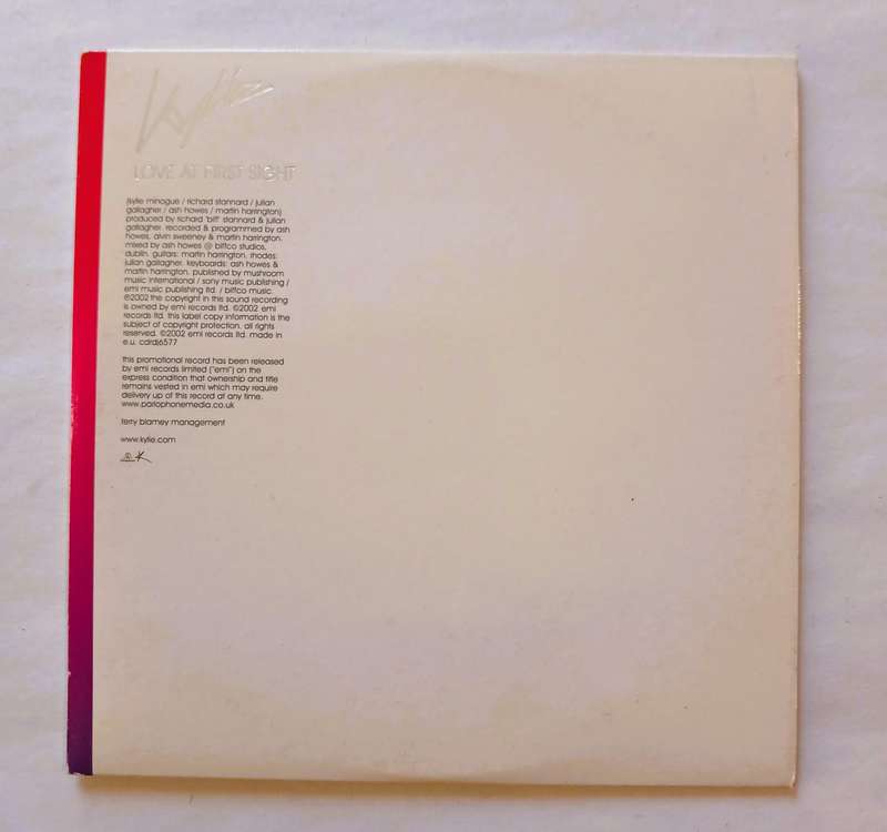 Kylie Minogue, Love At First Sight CD single, Promo, UK