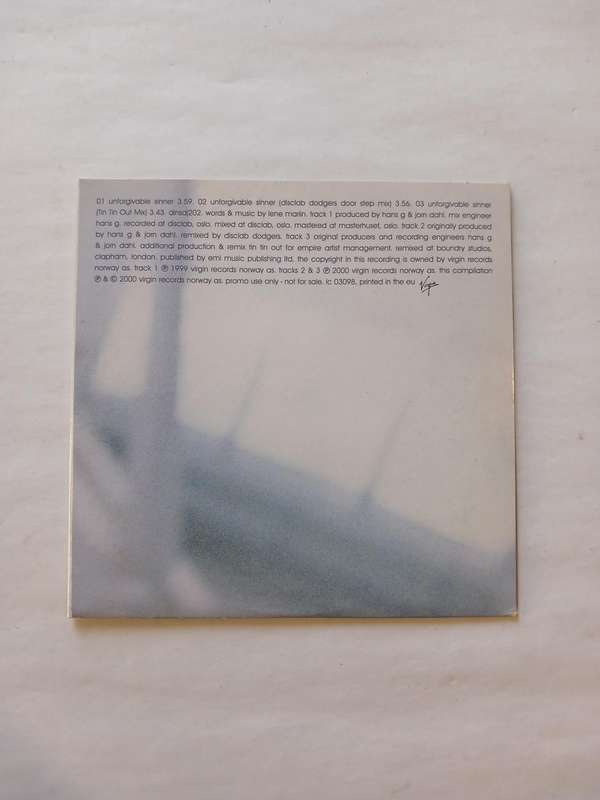 Lene Marlin, Unforgivable Sinner CD single, Promo, EU