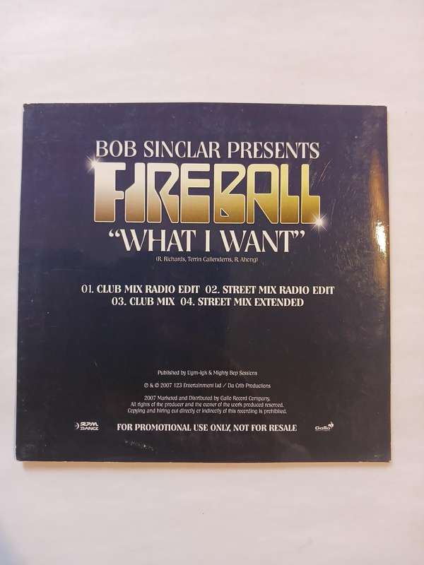 Bob Sinclar, Fireball "What I Want" CD single, Promo