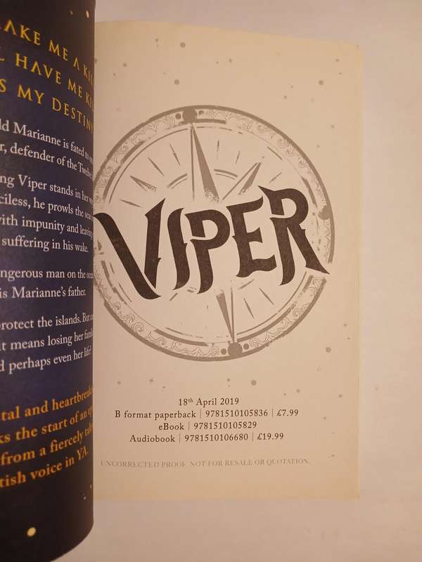 Viper, The Isles of Storm & Sorrow by Bex Hogan, Proof Copy