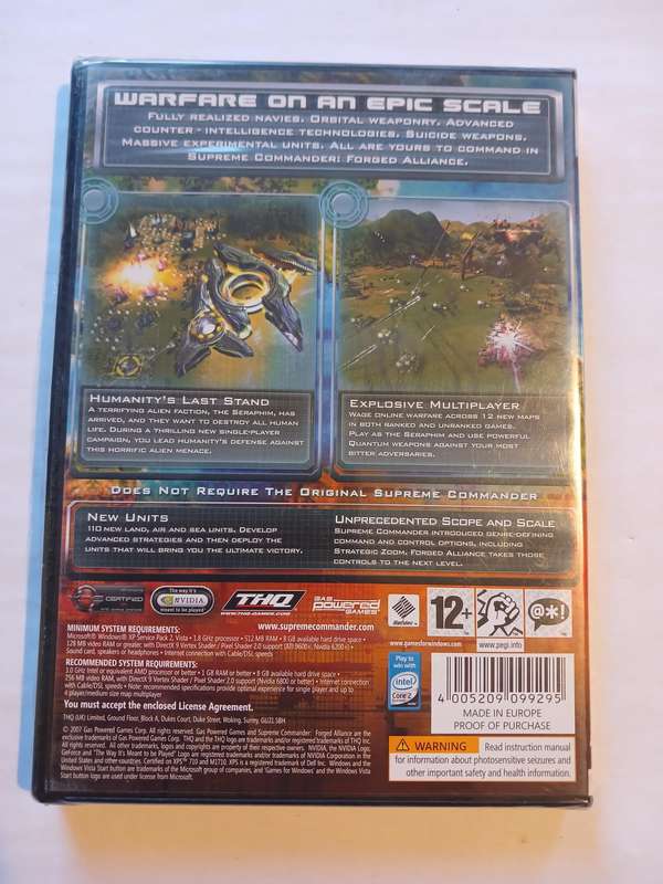 Supreme Commander, Forged Alliance PC DVD, New
