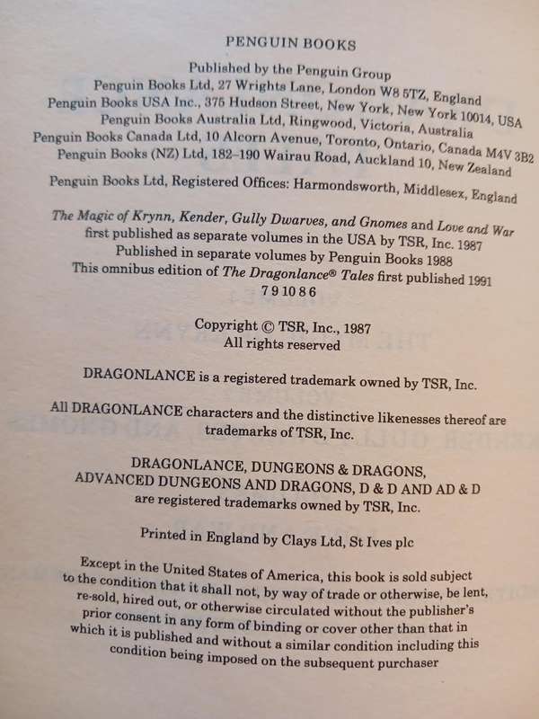 Dragon Lance Tales edited by Margaret Weis & Tracy Hickman