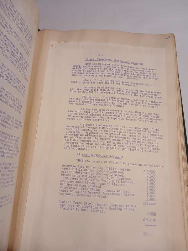 Stanhope Gold Mining Company Directors' Minutes 1957-1962