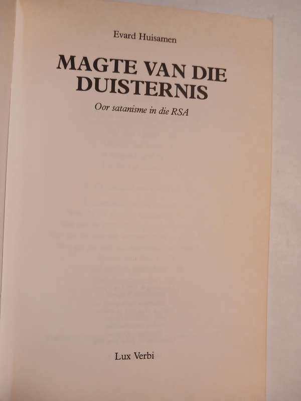 Magte van die Duisternis, Oor Satanisme in die RSA by Evard Huisamen