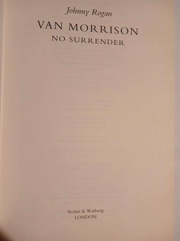Van Morrison, No Surrender by Johnny Rogan