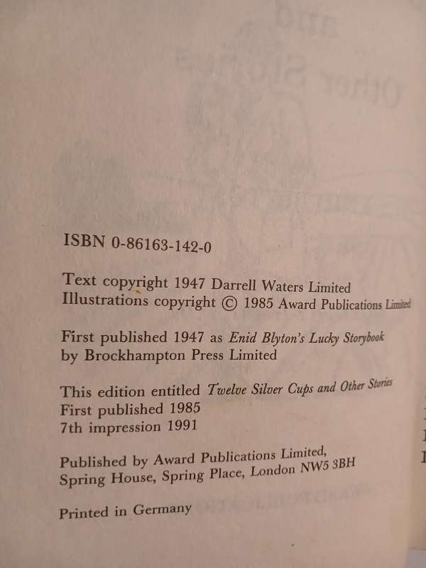 Twelve Silver Cups and other stories by Enid Blyton, 1991 Hardcover
