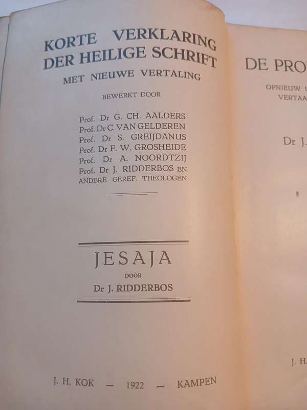 Die Profeet Jesaja door Dr. J. Ridderbos, Hardcover 1922