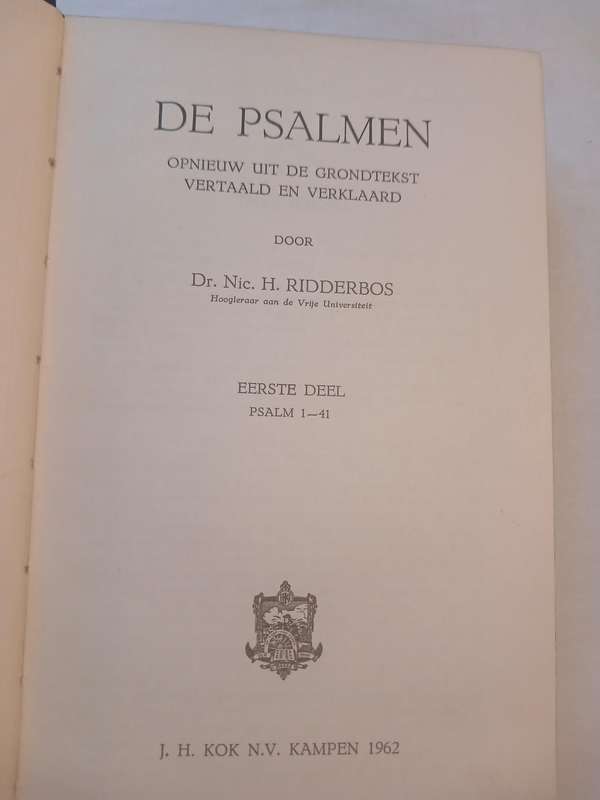 De Psalmen door Nic. H. Ridderbos, Eerste Deel, Hardcover 1962