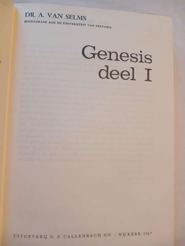 Genesis Deel 1 by Dr. A. van Selms, De Prediking van het Oude Testament, 1967
