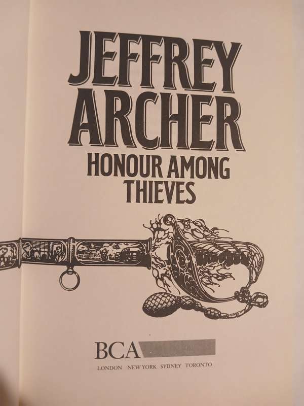 Honour Among Thieves by Jeffrey Archer, Hardcover 1993