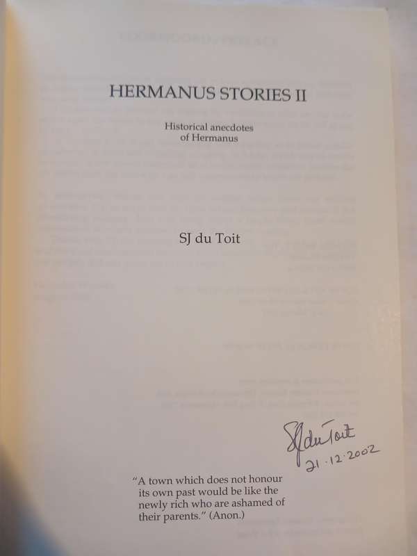 Hermanus Stories II by S.J. du Toit, signed