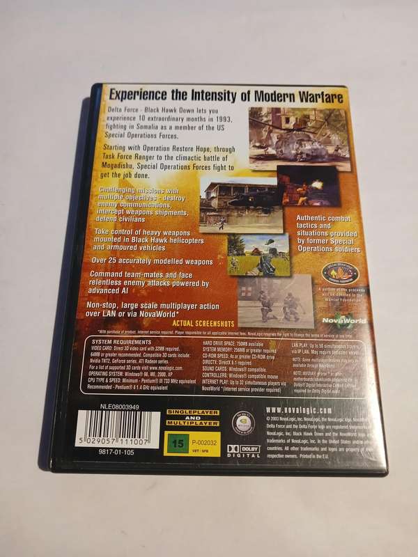 Black Hawk Down, Delta Force PC CD-Rom