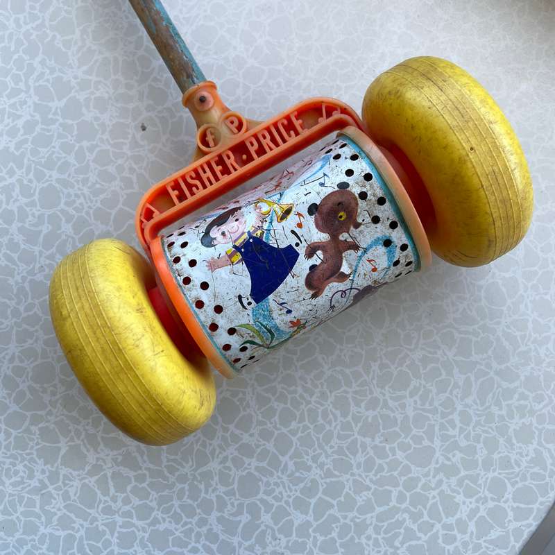Vintage Fisher Price Musical Melody Chime Roller Push Toy #757
