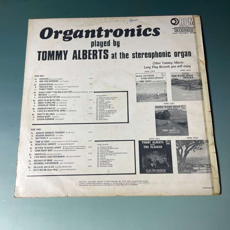 Tommy Alberts - Organtronics - 29 Great Party Favourites LP