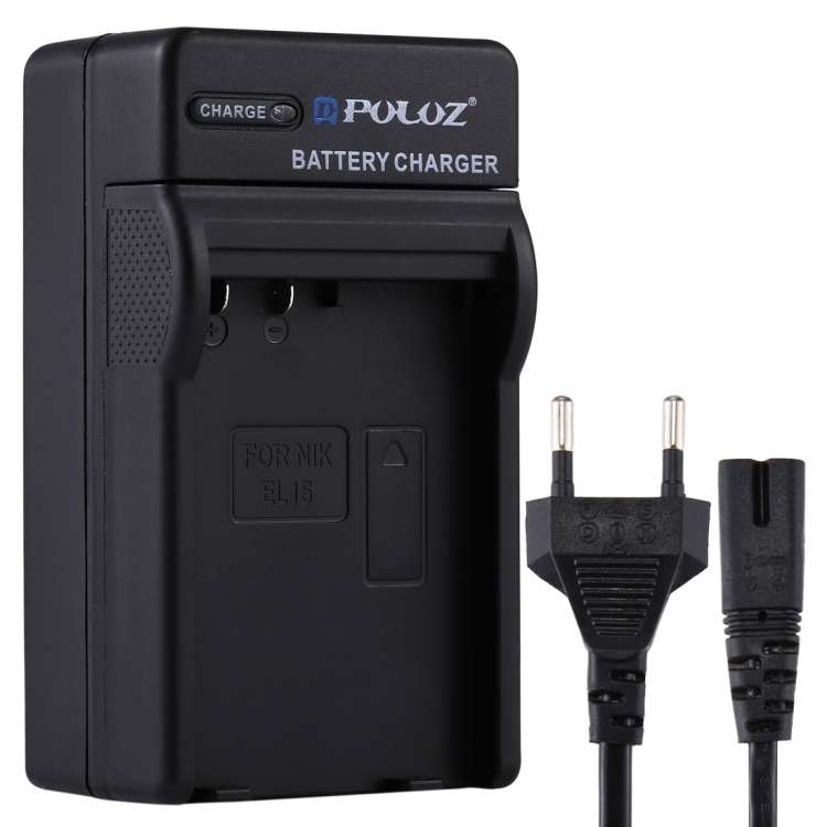 PULUZ EU Plug Battery Charger with Cable for Nikon EN-EL15 Battery