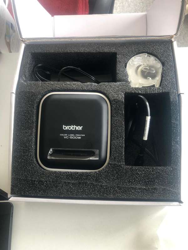 Brother VC-500W Label Maker, Full Colour Labeller Photo Printer, Wireless, Desktop Open packaging.