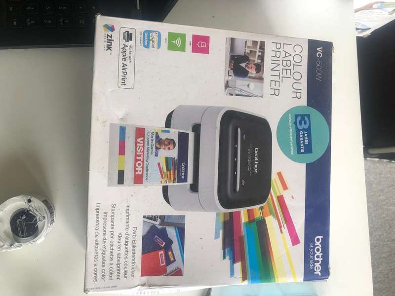 Brother VC-500W Label Maker, Full Colour Labeller Photo Printer, Wireless, Desktop Open packaging.