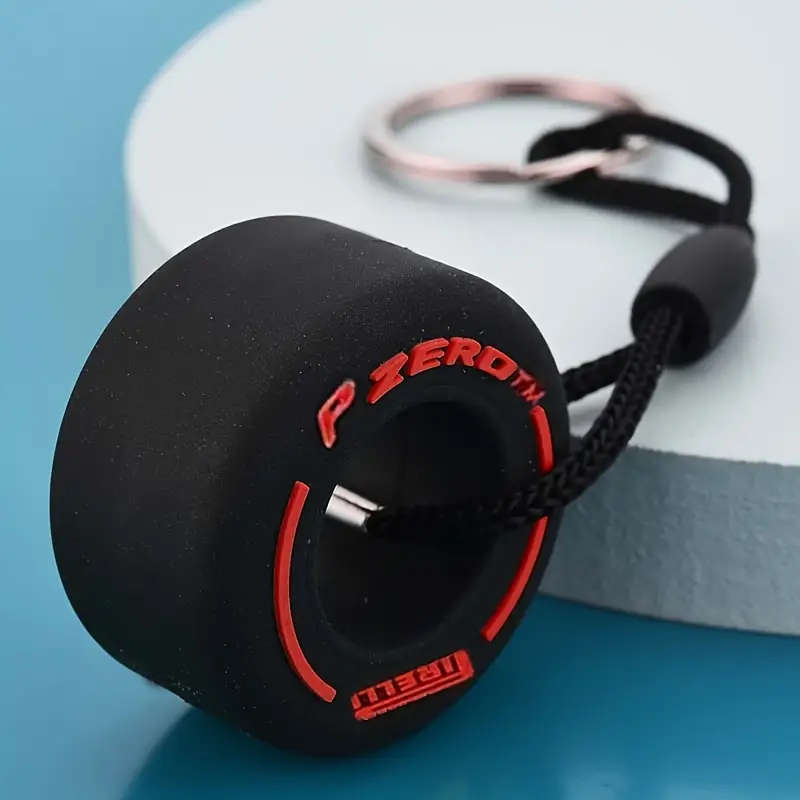 Keyring with F1 Rubber Tyre Design (Red)