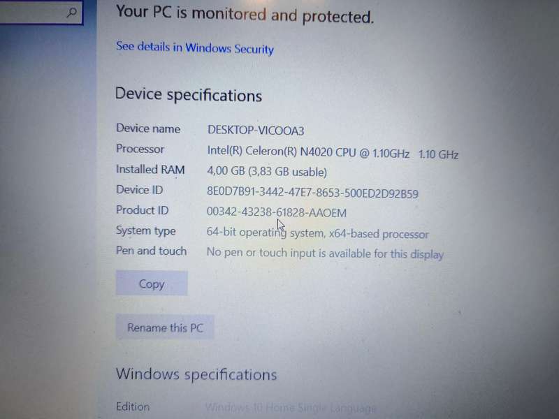 Asus X543M Laptop - Intel N4020, 4GB LPDDR4 Ram, 1TB HDD (Very Good Condition)