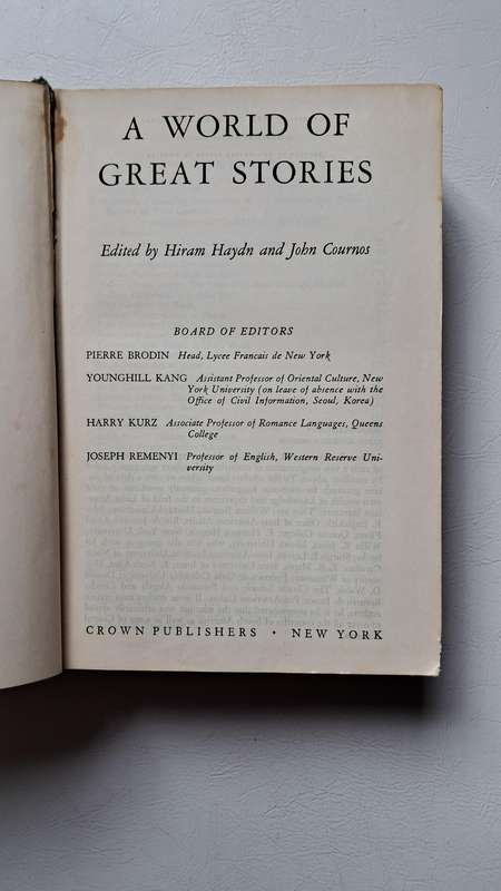 A World of Great Stories Edited by Hiram Haydn & John Cournos