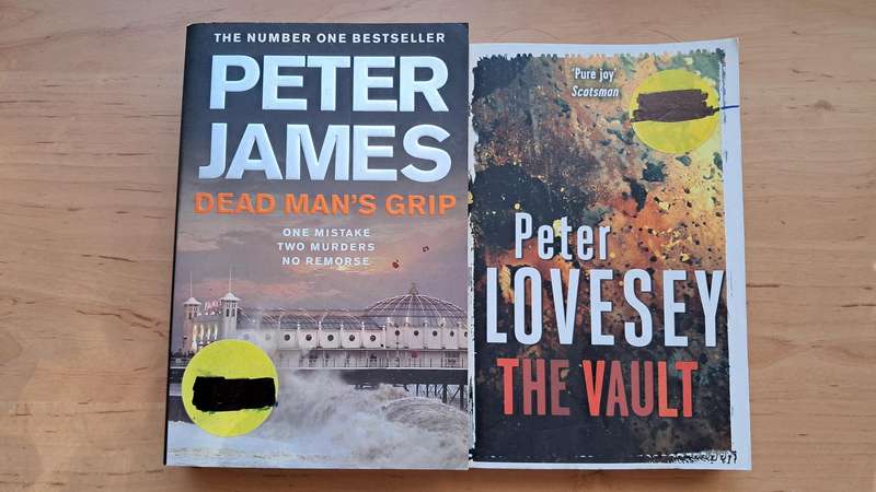2-book Mystery/Thriller Bundle: Dead Man's Grip by Peter James and The Vault by Peter Lovesey