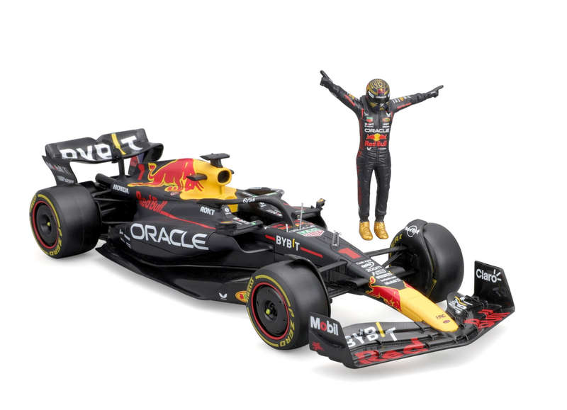 Red Bull F1 RB19 2023 with driver # 1 Max Verstappen  - 1/24 Scale (Burago 18-28036)
