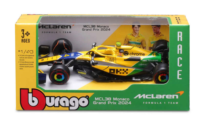 McLaren F1 MCL38 2024 Senna #4 Lando Norris - 1/43 Scale (Burago 18-36214S)