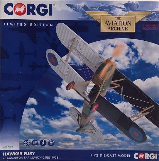 Hawker Fury 43 Sqn RAF - 1/72 Scale (Corgi)(AA27302)(TAS018602)