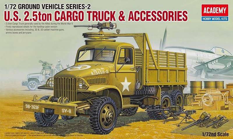 U.S. 2.5ton 6x6 Cargo Truck & Accessories - 1/72 Scale (Academy 13402)