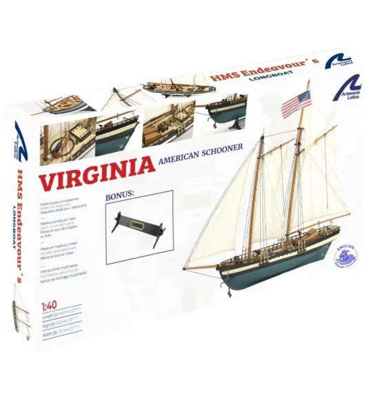 Virginia American Schooner w/stand Wooden Model - 1/41 Scale (Artesania 22115)
