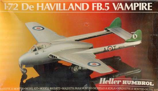 De Havilland Vampire FB.5 - 1/72 Scale (Heller)(HEL80283)(ON0014)