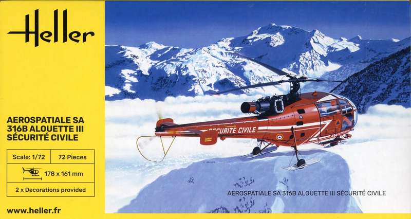 Aerospatiale SA.316B Alouette III - 1/72 Scale (HEL80289)(Heller)