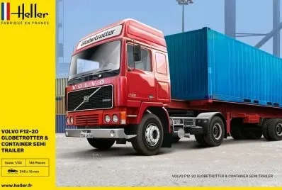 Volvo F12-20 Globetrotter & Container Semi-trailer - 1/32 Scale (Heller 81702)