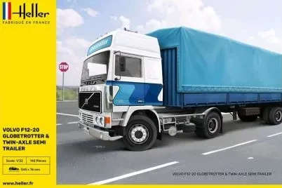 Volvo F12-20 Globetrotter & Twin-Axle Semi-trailer - 1/32 Scale (Heller 81703)