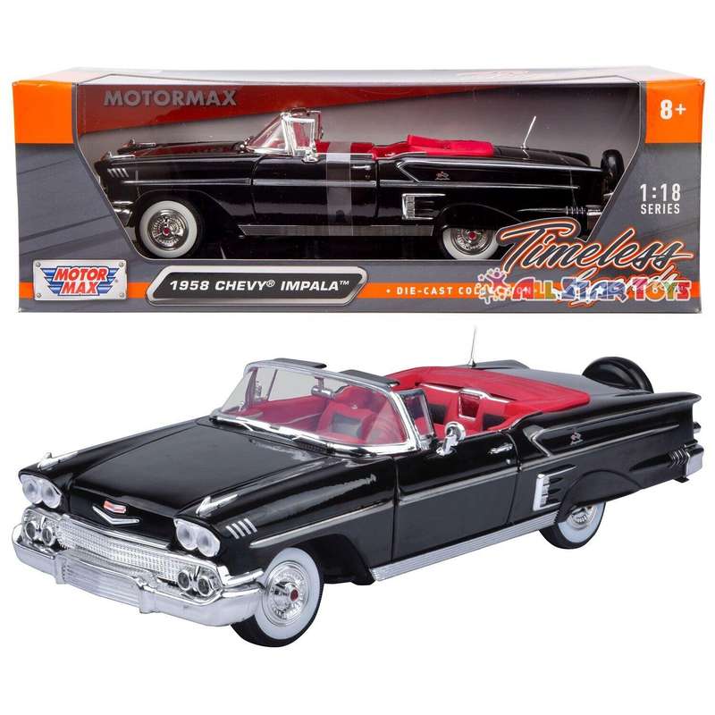 Chevrolet Impala Black 1958 - 1/18  (Motormax MOT73112)