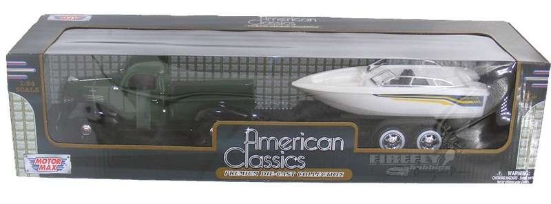Plymouth Truck With Speed Boat Trailer 1941 - 1/24  (Motormax MOT75200/73278)