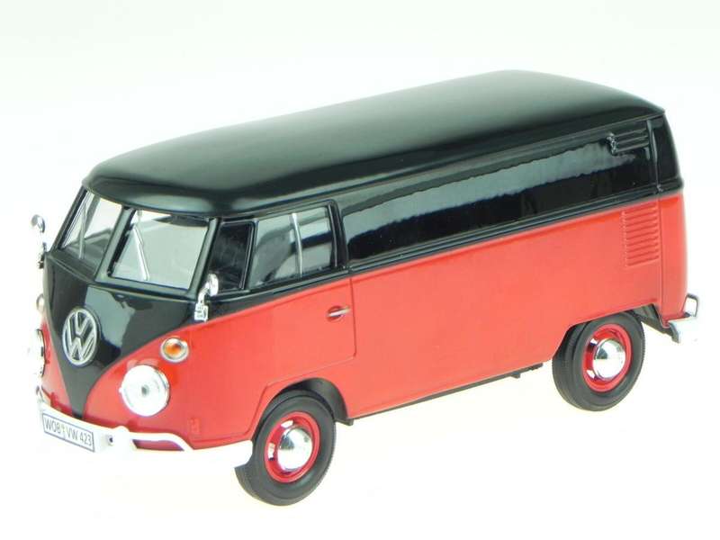 Volkswagen Type 2 ( T1 ) - Delivery Van Black/Red - 1/24 Scale  (Motormax MOT79342)