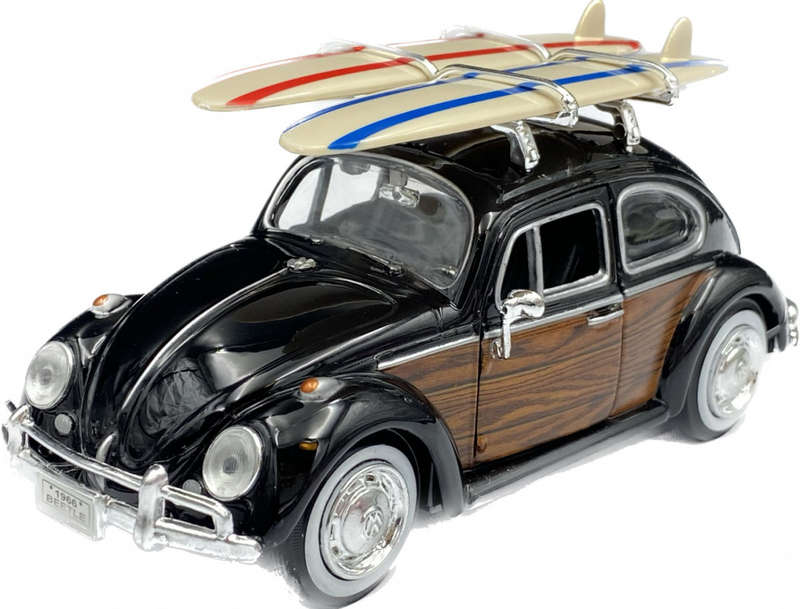 VW Woody with 2 surfboards (Black) 1966 - 1/24 Scale (Motormax MOT79591)