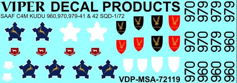 SAAF C-4M Kudu '960/970/ 979' 41 & 42 Sqn - 1/72 Scale (Viper Decal Products)(MSA72119)