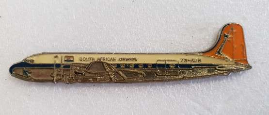 SAA DC-4 Orange Tail ZS-AUB (PIN17)(TAS Pins)